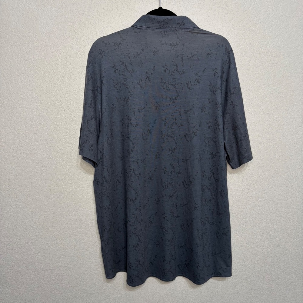 TravisMathew Mens XXL Short Sleeve Button Up Shirt Blue Grey Park MGM LogoFloral - Picture 6 of 7